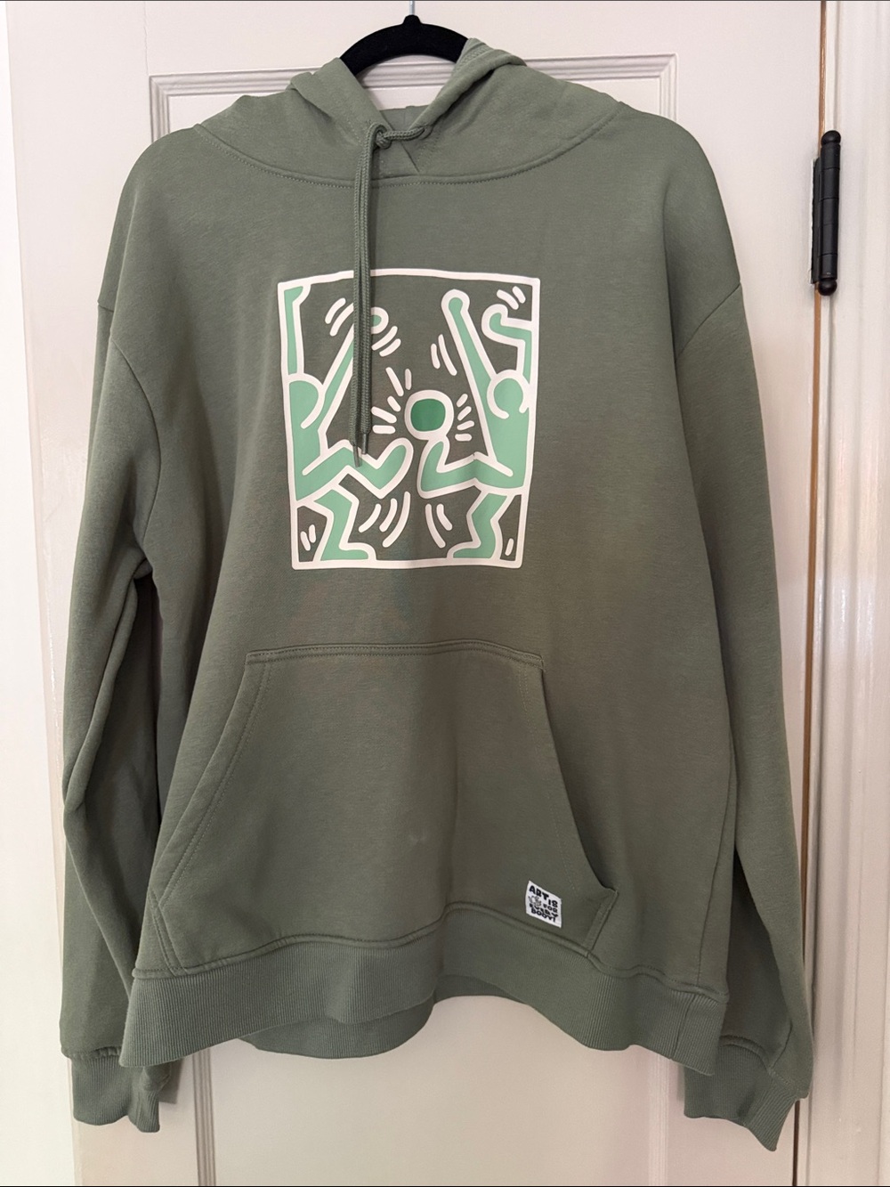 Keith Haring Art is For Everyone Green Hoodie Men's L NWOT